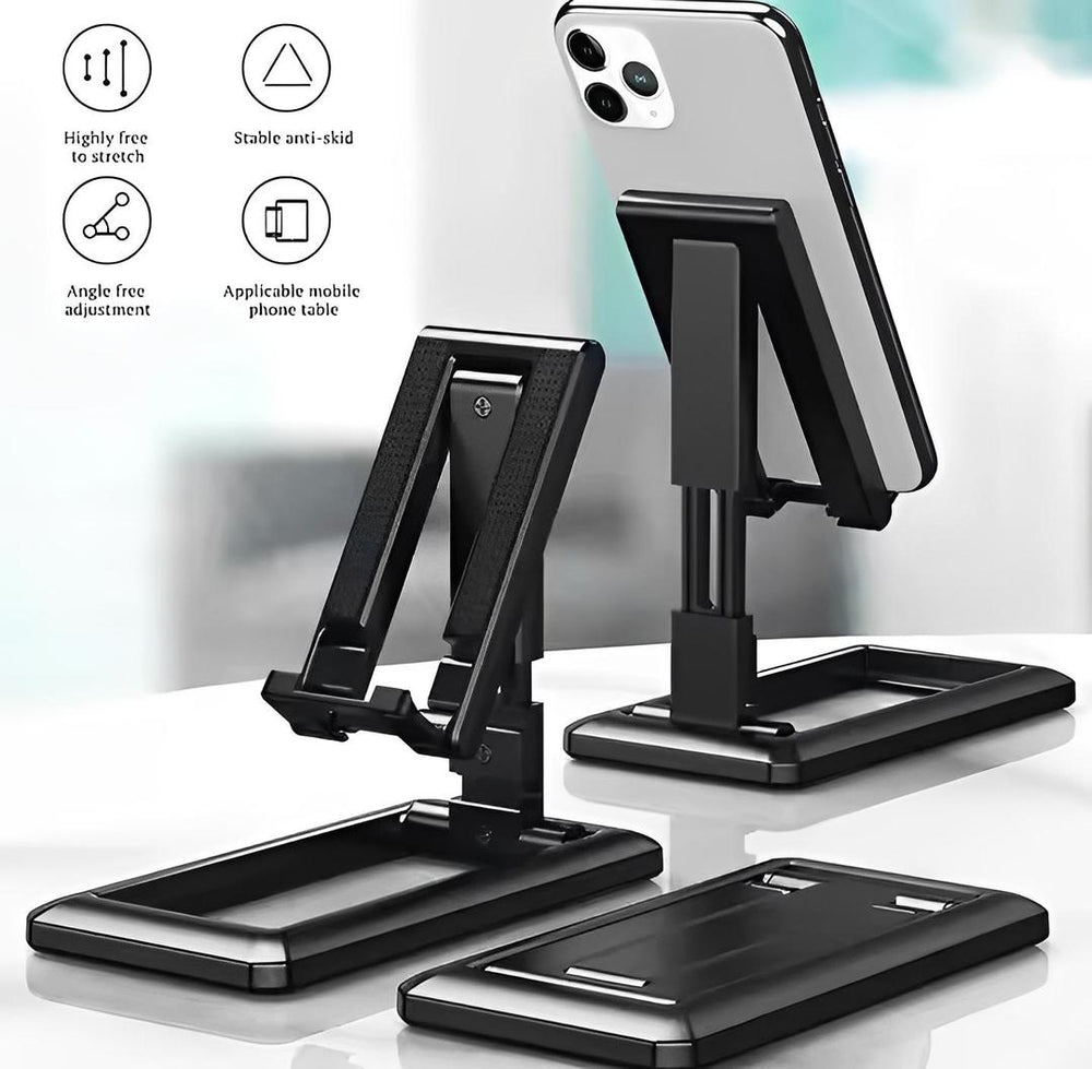 Universal Foldable Desktop Stand – Adjustable Riser for Smartphones & Tablets