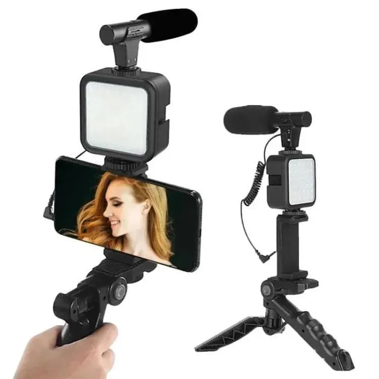 All-in-One Smartphone Vlogging Kit – Portable Video Rig with LED Light & Microphone