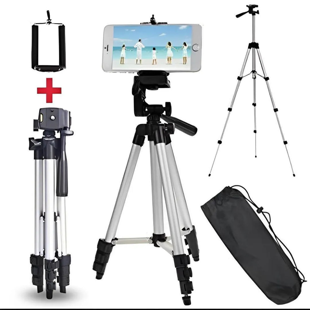 Universal Lightweight Aluminum Tripod Stand with Smartphone Mount & Travel Bag