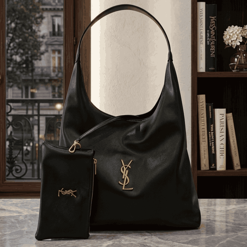 Luxury Black Leather Shoulder Bag for Women – Elegant Designer Style Handbag