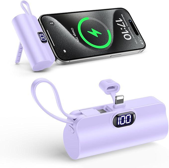 Ultra-Compact Portable Power Bank with Digital Display & Built-In Stand