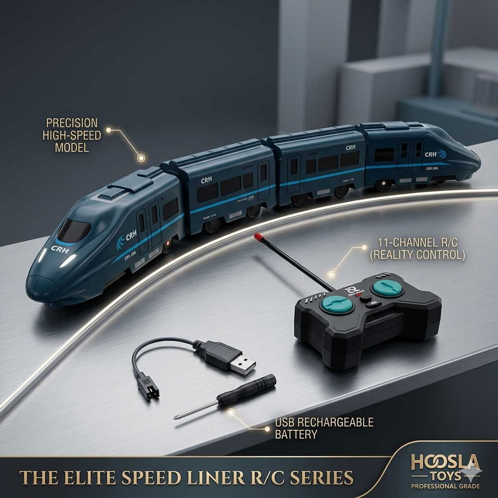 Hoosla Toys The Elite Speed Liner R/C Series – 11-Channel Remote Control Bullet Train Set with High-Speed Precision Model, USB Rechargeable Battery, and Track Rails for Kids