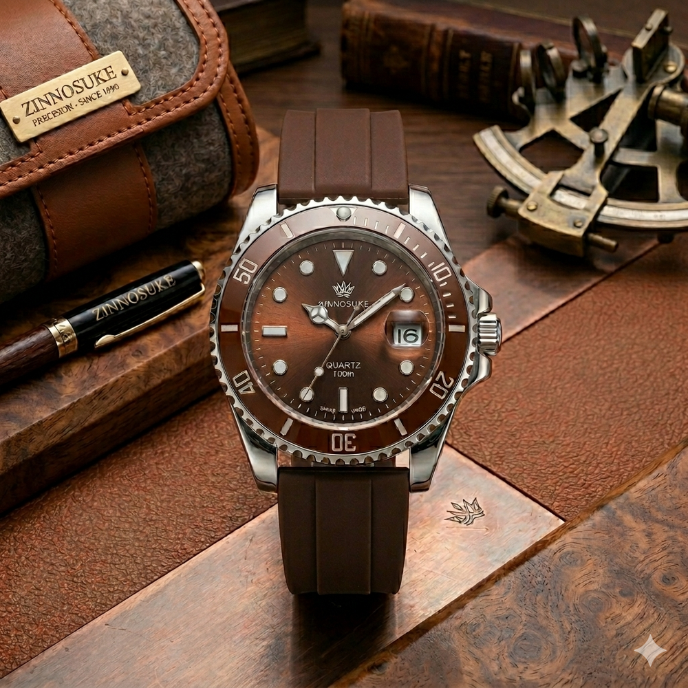 Zinnosuke Quartz 100M Matte Brown Luxury Sport Watch