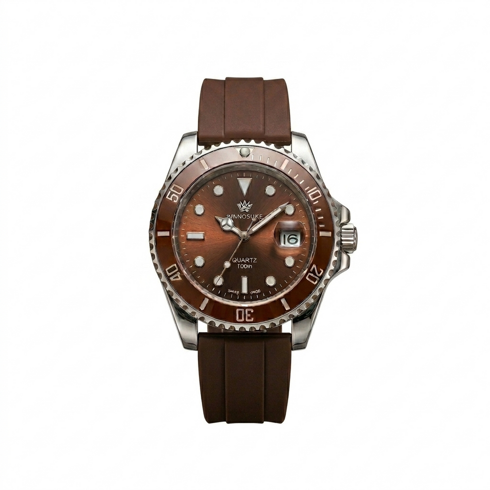 Zinnosuke Quartz 100M Matte Brown Luxury Sport Watch