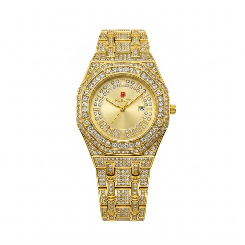 watchHublot Classic Fusion Full Diamond Gold Luxury Men's Watch